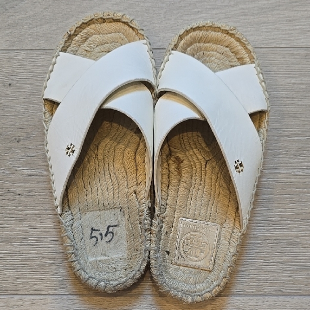 Tory Burch White Espadrille Sandals